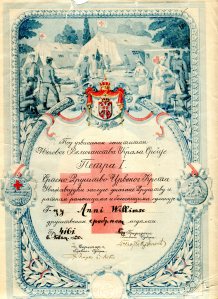 Award given to Annie Laurie Williams from Serbian Red Cross, 1920